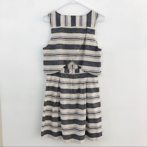 LOFT Petite Open Back Stripe Dress  Size 8 - Picture 3 of 4